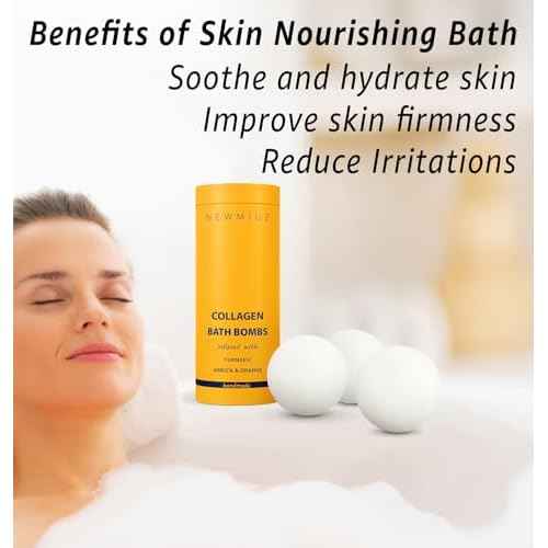 Collagen Bath Bombs Luxurious Bath Foam Gift for Dry Skin Hydration Moisturizing Turmeric Arnica Orange Essential Oil Infused for A Blissful Experience