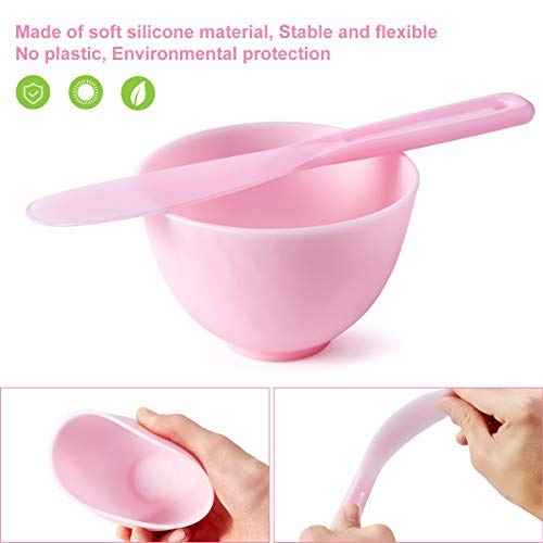 [Plastics Free]Somier Silicone DIY Face Mask Mixing Bowl Set with Mud Clay Face Mask Bowl Stick Spatula Headband Liquid Powder Measuring Cup Face Mask Brush 7 in 1