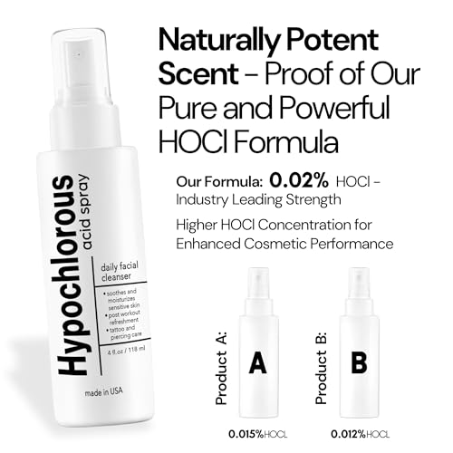 BodyJ4You Hypochlorous Acid Spray for Face Cleaner - HOCL Facial Toner Acne Sensitive Skin - HOCL Molecule Spray Topical Skin Redness Relief Breakouts - Piercing Aftercare Solution Fine Mist - 4 Fl Oz