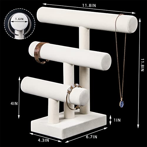 3 Tier Bracelet Holder,Bracelet Displays for Selling,Jewelry Display Stand for Bangles Necklaces Hair ties Scrunchies Watches (Beige)