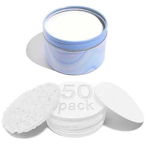 AOA Studio 50-Count Compressed Facial Sponges 100% Natural Cosmetic Spa Sponges for Facial Cleansing, Exfoliating Mask, Remove for Makeup, Dead Skin, and Dirt (White, 50 counts)