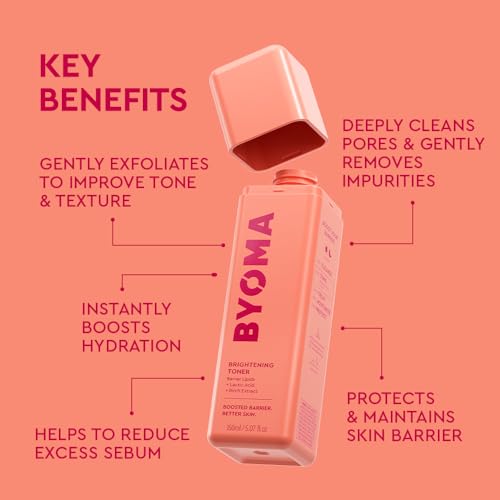 BYOMA Brightening Toner - Gently Exfoliating & Hydrating Facial Treatment with Lipids & Lactic Acid - Alcohol-Free for Barrier Repair - 5.07 Fl. Oz