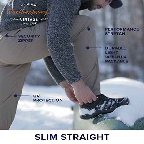 Weatherproof Vintage Hiking Pants - Men Straight Slim Fit Chino Mens Travel Pant, Lightweight Stretch Casual Pants for Men