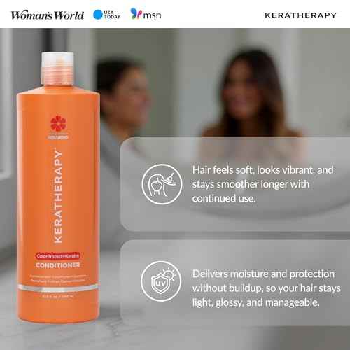 KERATHERAPY Keratin Infused Color Protect Conditioner, 33.8 fl. oz., 1000 ml - Gluten Free Color Protecting Conditioner for Color Treated Hair with Kerabond Technology, Red Raspberry Oil, Omega 3 & 6