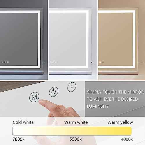 HIEEY Lighted Makeup Mirror, Hollywood Vanity Mirror with Lights, Three Color Lighting Modes, with 4in 20X Magnification Mirror, Smart Touch Control, 360¡ÆRotation (22.8in,White)