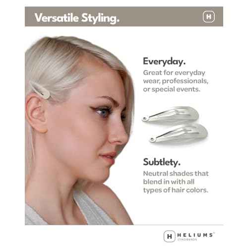 Heliums Snap Hair Clips for Women - Silver Gray - 2 Inch Metal Barrettes for Thin Hair and Kids, Neutral Colors - 12 Count