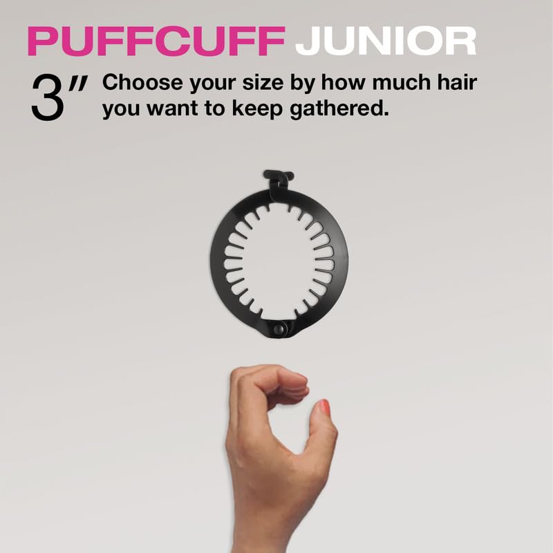 PuffCuff | Junior 3" Hair Clamp | For All Natural Thick, Curly, Kinky, Textured, Locs, or Braided Hair | Painless, Damage-Free Styling Tool | Clear | 1 Piece