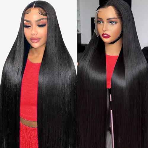 BELE 250% Density 13X4 HD Lace Front Wigs Human Hair Straight Lace Front Wigs Human Hair pre plucked Glueless Frontal Wigs for Women Natural Black (250 Density Straight Wig 18inch)