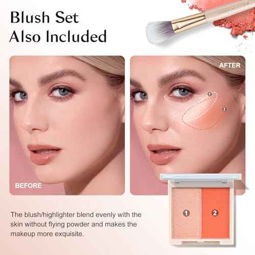 Color Nymph All In One Makeup Kit For Teens Girls | Starter Make up Set With Cosmetics Bag | Included Eyeshadow Blush Lipstick Lip Pencil Eye Pencil Brush Mascara | Travel Makeup Bag Design£¨ White £©