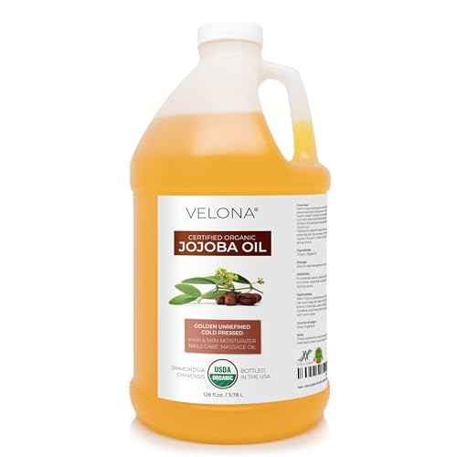 velona Jojoba Oil USDA Certified Organic - 1 Gallon / 128 Fl Oz | 100% Pure and Natural | Golden, Unrefined, Cold Pressed, Hexane Free | Moisturizing Face, Hair, Body, Skin Care