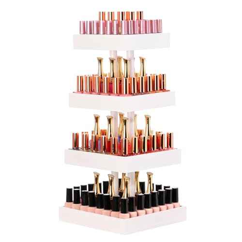 Homde Nail Polish Organizer for 120-212 Bottles, 360 Rotating Nail Polish Rack Holder, Display Storage Shelf for Fingernail Stand and Essential Oil, Gifts for Women Girls- Bamboo,White