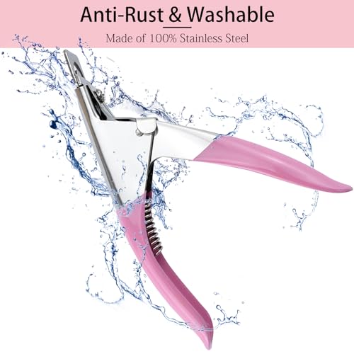 Acrylic Nail Clipper with Magnets,Nail Clippers Acrylic Nail Cutter,Nail Cutter for Nail Tips with 10PCS Sizer Magnets,Manicure Tool for Salon or Home Nail Art(Pink)