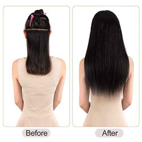 5 Pieces 20" Remy Clip in Hair Extensions Human Hair Chocolate Brown to Honey Blonde Highlight Brown Ombre - Silky Straight Short Thick Real Hair Extensions for Women (20 inches, (4T27) P4, 100grams)