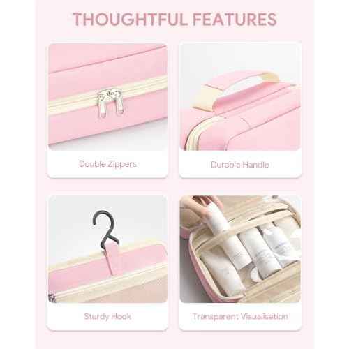 Toiletry bag for women with travel size containers set, hanging toiletry bag for full Size toiletries, Skincare, Shampoo, Makeup Cosmetic Bag Travel Organizer, Water-resistant toiletry bag