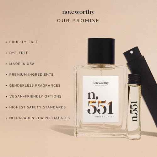 Noteworthy n,551 Amber Sunset Eau De Parfum ? Lily of the Valley, Amber, Sandalwood | Sophisticated, Warm Fragrance for Any Occasion | Long-lasting Unisex Perfume for Women & Men (50ml)