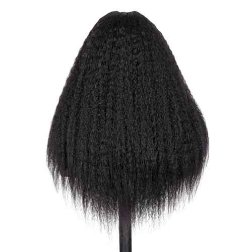 WIGER Kinky Straight U Part Wigs Human Hair Half Wig Natural Color Glueless Thin Leave Out Curly Hair 200% Density 22 Inch kinky Curly Clip in Wigs for Black Women Wear And Go Wig