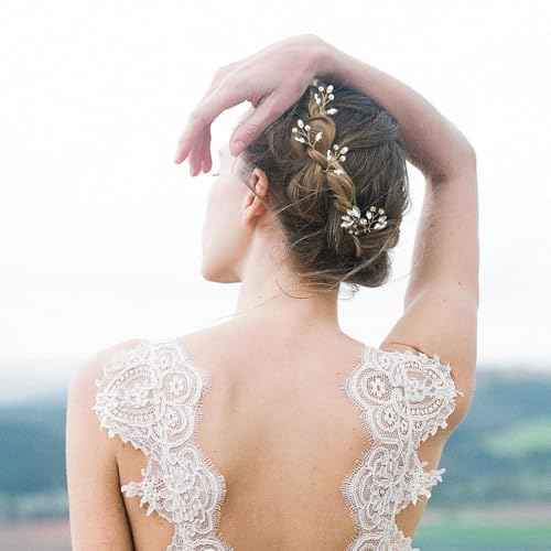 5 Pieces Bride Hair Pins Rhinestone Bridal Hair Piece for Women Crystal Hair Accessories for Bride Bridesmaids Flower Girls(Gold)