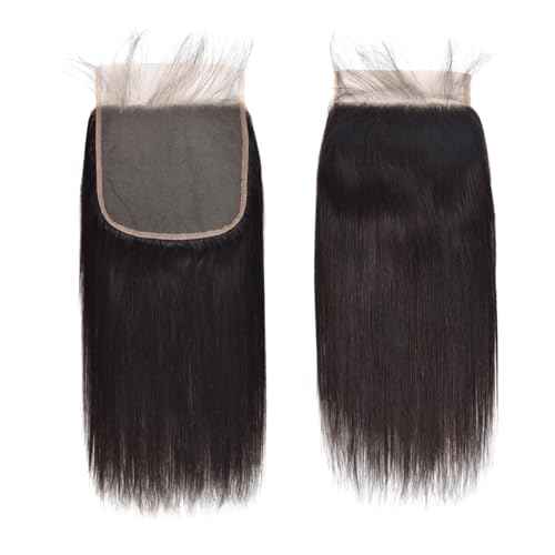 Real Human Hair 7x7 Closure Swiss Transparent Lace Straight Frontal Natural Black Color Free Part Pre Plucked with Baby Hair Bleached Knot Closures 22 Inch