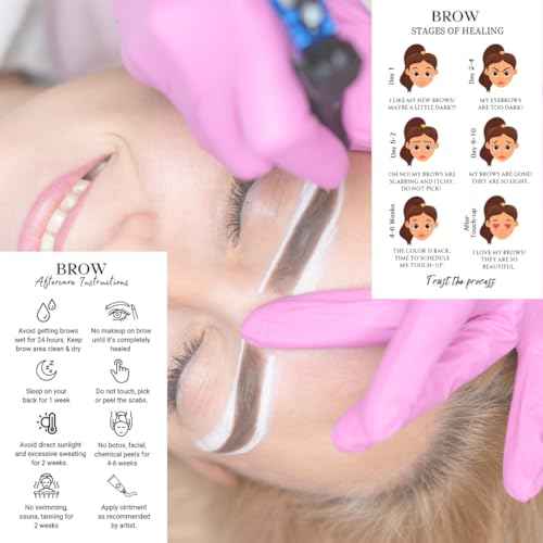 PMU Permanent Makeup Eyebrow Aftercare Card | 50 packk 2 x 3.5 Inch business card size | Tattoo Aftercare for Brow Microblading Ombre and Lip Blush