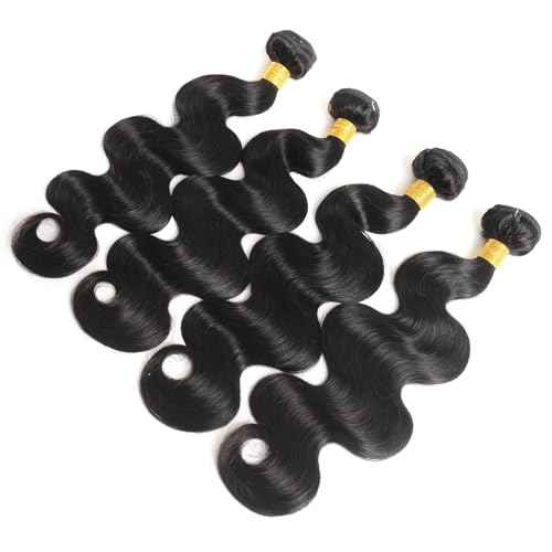 12A Body Wave Bundles Human Hair 20 20 22 22 4 Bundles Unprocessed Brazilian Virgin Hair 4 Bundles Human Hair Weave Bundles Deals Real Human Hair Natural Black Color For Women