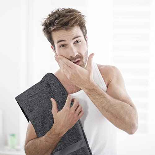 Utopia Towels, Salon Towel, Pack of 24, Not Bleach Proof, 16 by 27 Inches, Highly Absorbent Cotton Towels for Hand, Gym, Beauty, Spa, and Home Hair Care, Grey