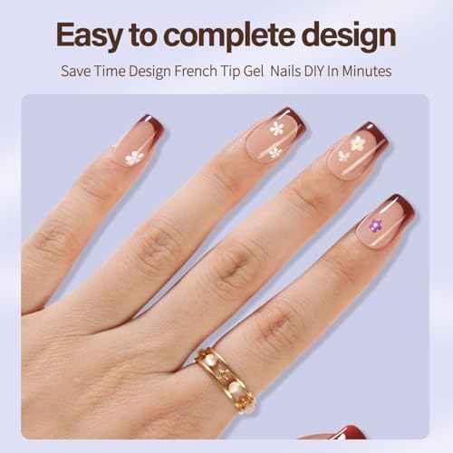 Misssix XBASICTIPS French Tip Press On Nails, 150Pcs French Gel Nail Tips Short Square, Soft Gel Pre-shaped No Need to File 3 in 1 Tips, Fake Nails for Nail Art DIY Extension Designs 15 Sizes