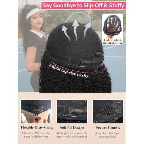 Burmese Curly Half Wig Human Hair 22 Inch True Length 3 In 1 Curly Half Wigs for Black Women Pre Blended 4C Edges Water Wave Wear Go Glueless Wigs Headband Wig Human Hair with Drawstring