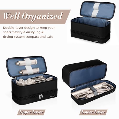 Double Layer Storage Case For Shark Flexstyle, Travel Carrying Case For Shark 430/440 Flexstyle, Organizer Bag For Shark Flexstyle/Dyson Airwrap Styler Attachments
