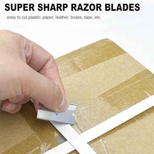 Great Andrew Single Edge Razor Blades, 100 Pack Straight Edge Razor Blade, Safety Blade Refills, Blade Scraper for Box Cutting, Crafts, DIY, Heavy Duty & Industrial Use