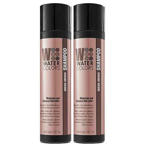 Watercolors by Tressa 3-in-1 Color Depositing Shampoo, Semi Permanent Hair Color, Hair Dye Shampoo for Curly, Dry, and Normal Hair, 8 fl oz - MOCHA DRENCH (2 Count)