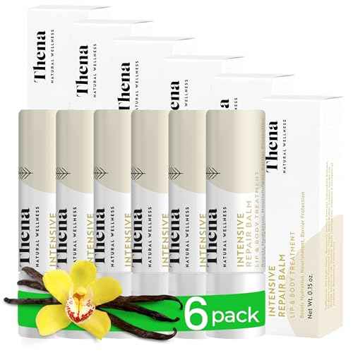 Organic Lip Treatment Balm Ultra Hydrating & Nourishing Care for Dry, Chapped, Cracked Lips & Skin, Visibly Smooths Wrinkles & Fine Lines, Natural Skin Care, 6 Pack Gift Set, Women and Men