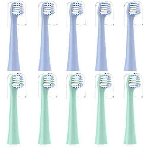Replacement Toothbrush Heads 10 Pack Compatible with Colgate Hum Connected Smart Battery Electric Toothbrush Head,5 Blue+5 Green