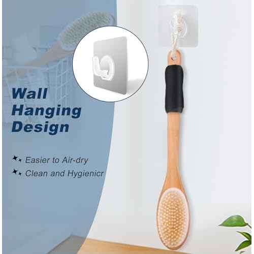 Long Handle Ergonomically Back Scrubber/Brush for Shower, Double Sided Exfoliating Body Scrubber for Women and Men (Black)