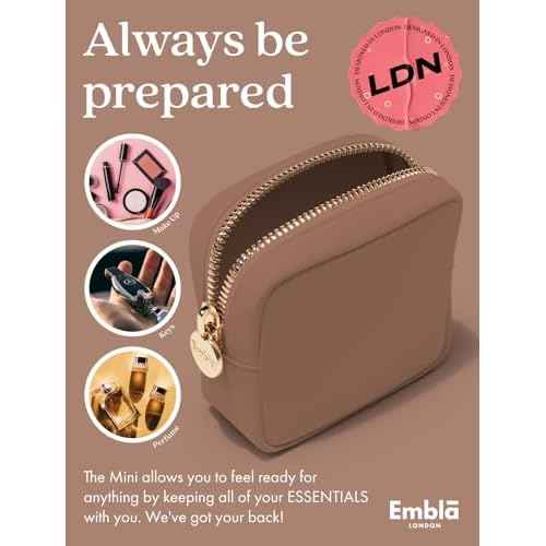 Embla Makeup Bag Travel Cosmetics Pouch and Toiletry Bag, Nylon Zipper Pouch Purse, Cute Make Up Organizer Storage Tote for Women Girls, Travel Skincare Case, Small Makeup Bags, Mocha Mousse