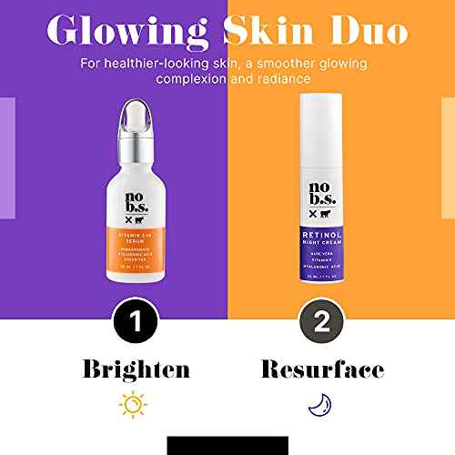 No Bad Stuff - Fresh + Smooth Duo - Vitamin C + E Serum & Retinol Night Cream, Boosts, Hydrates, and Reduces Wrinkles & Dark Spots (1 fl oz each)