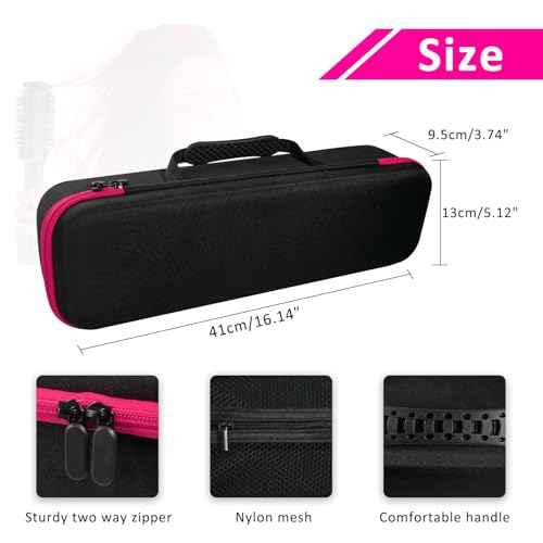 Hard Carrying Case for Revlon Hair Dryer Brush Original 1.0/Plus 2.0,Portable Travel Storage Bag Compatibility with All Brand Hot Tools Volumizer Hot Air Brush (Rose Red)