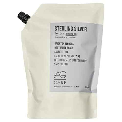 AG Care Sterling Silver Purple Toning Shampoo - Grey and Blonde Shampoo to Remove Brassiness and Yellow Tones, 33.8 Fl Oz Refill Pouch