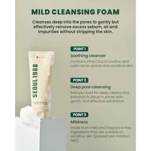 K-SECRET SEOUL 1988 Cica Cleansing Foam ? Deep Pore Cleansing & Soothing Care | Daily Facial Cleanser for Sensitive Skin | Korean Skincare, 150ml / 5.07 fl oz