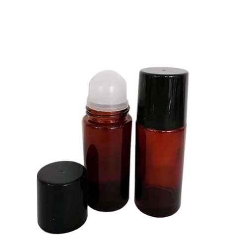 4 Pack 30ml/1 oz Amber Glass Roller Bottles Deodorant Roll On Bottles Travel Refillable DIY Deodorant Containers With Plastic Roller Ball For Fragrance Essential Oil Perfume
