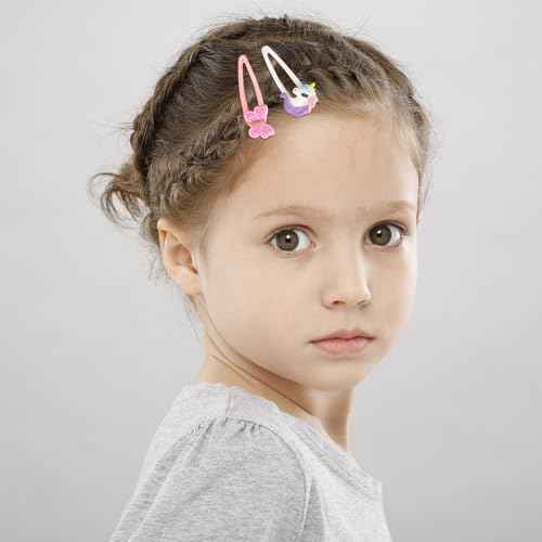 8Pcs Flower Hair Clips for Girls, Butterfly Metal Snap Clips,Cute Glitter Toddler Girls Unicorn Hair Accessories for Children, Infants, Toddlers, Kids - Flower