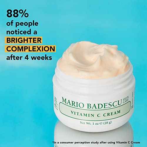 Mario Badescu Vitamin C Cream | Lightweight Face Moisturizer Enriched With Niacinamide for All Skin Types | Visibly Reduces Signs of Aging | 1 Fl Oz