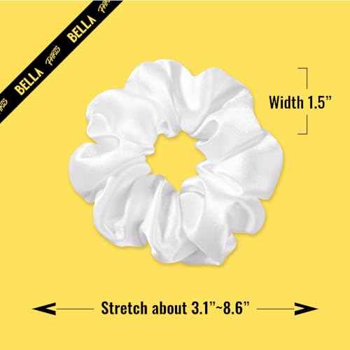 PARISBELLA Satin Silk Scrunchies For Hair Sleep, No Damage Satin Hair Ties for Women and Girls, Black White and Grey, Pack of 3