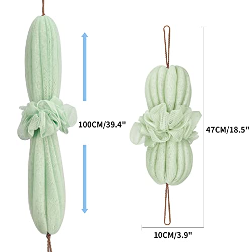 Songaa Bath Shower Loofah Sponge - 2 Pack Long Stretch Back Sponge Exfoliating with Rope Handles - Back Scrubber for Shower Body Scrub Stretch Loofah for Women and Men (Blue & Green)