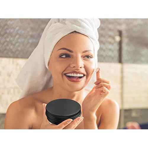 60 Pcs 4 Ounce Aluminum Tin Jars Containers Leak Proof Cosmetic Tin Jars Containers Round Screw Lids for Cosmetic, Salves, Balms, Lip Balm or Others, 120mL Black