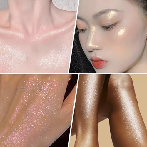 UCANBE Glow Shimmer Drop Set for Women Highlighter Makeup Body Glitter Dewy Liquid Face Holographic Luminizer Sparkles for Face (3 Pcs)