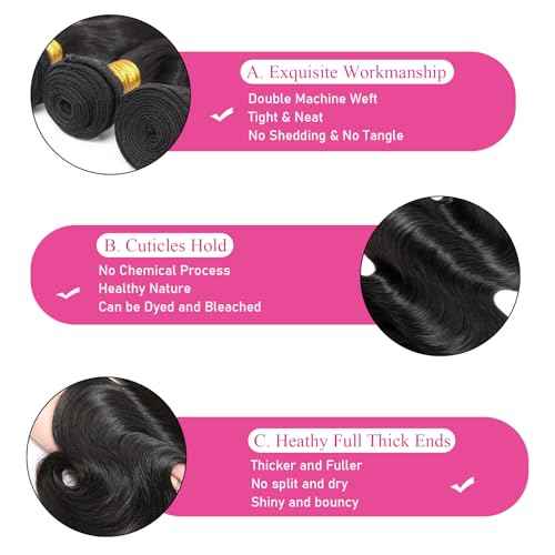 22 24 26 Inch Body Wave Bundles Human Hair 12a Human Hair Bundles 100% Unprocessed Brazilian Virgin Hairfor Black Women Natural Color