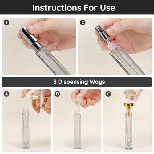 Segbeauty 10pcs Refillable Colorful Travel Perfume Bottle, 10ML Multi-color Empty Glass Atomizer, 0.34oz Portable Sprayer