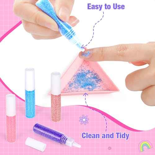 Kids Nail Polish Set for Girls, Nail Art Kit with Nail Dryer, Non-Toxic Nail Polish for Kids with Glitter and Fake Nails, Girl Toys Christmas Birthday Gifts for Girls 8-12