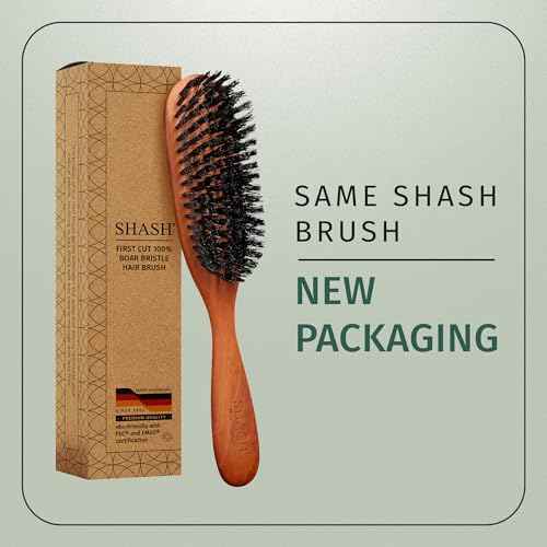 SHASH Classic German First Cut 100% Boar Bristle Hair Brush Since 1869 - Conditions Hair, Improves Texture, Exfoliates Scalp, Fine to Normal not for Coarse hair!