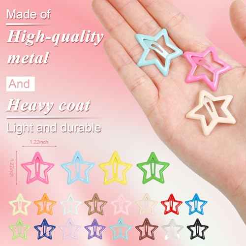 80Pcs Y2K Star Hair Clips - Colorful Metal Snap Hair Barrettes for Women Girls Non-Slip Cute Star Hair Accessories for Daily Party